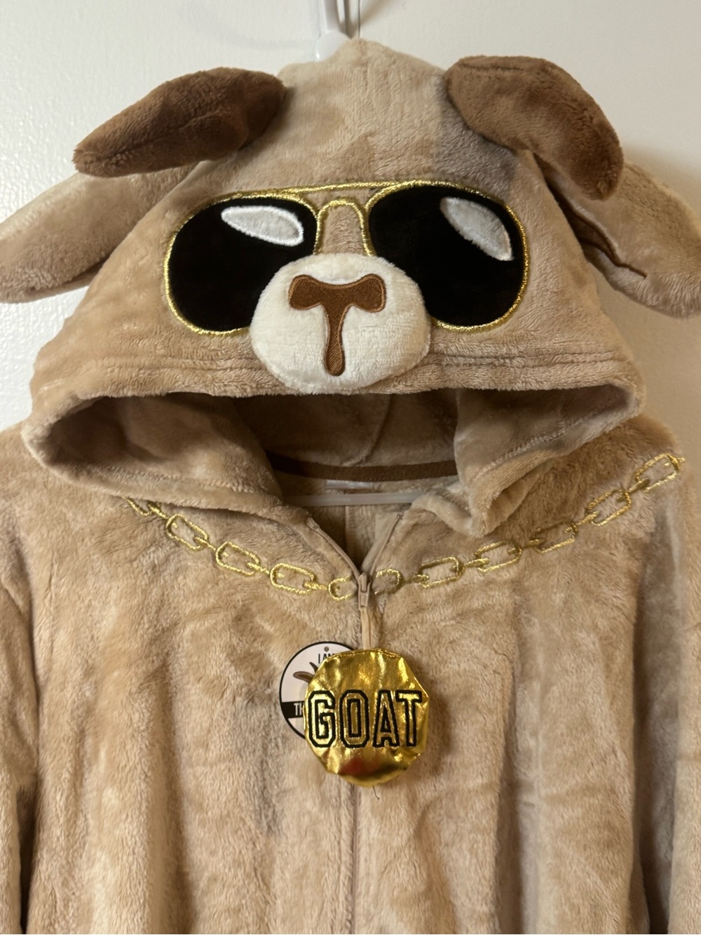 Holiday Time Tan Plush GOAT Hooded Onesie Pajama Women’s xl 16-18